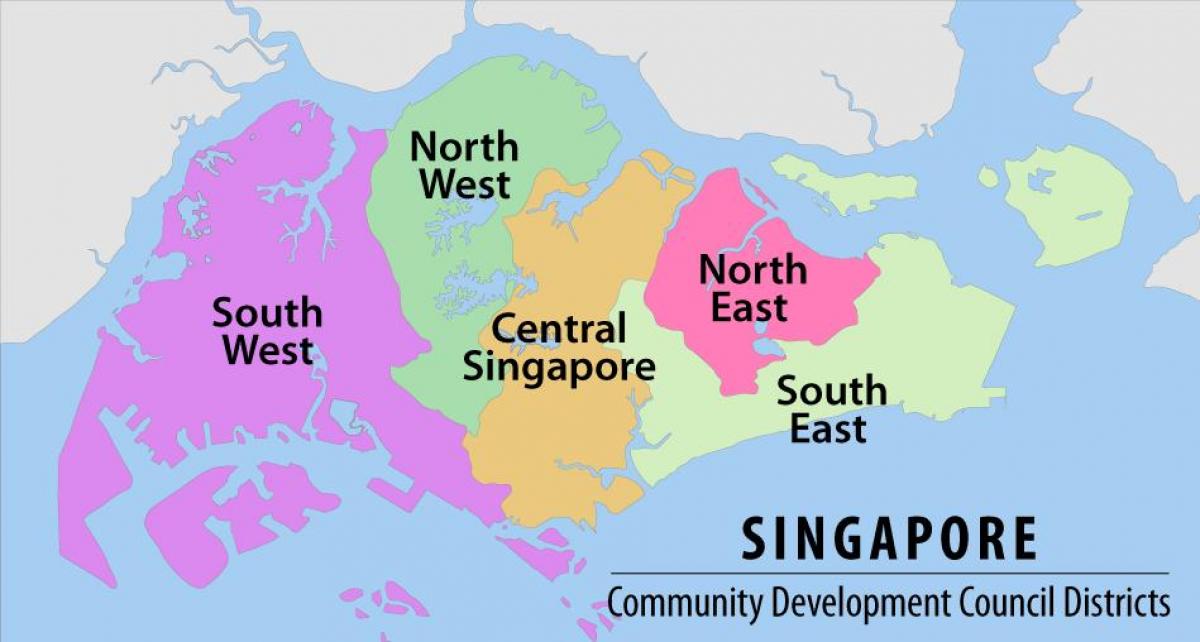 zemljevid Singapur regiji