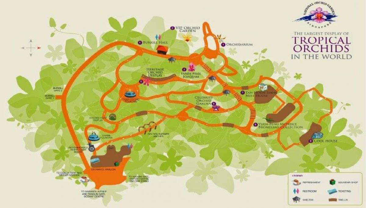 Singapur botanični vrtovi zemljevid
