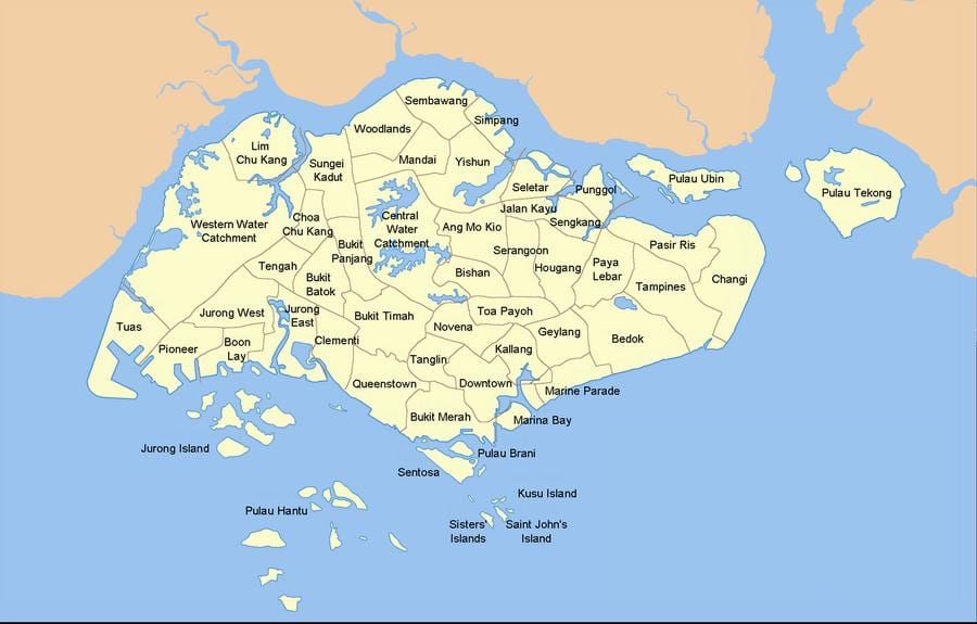 zemljevid Singapur državi
