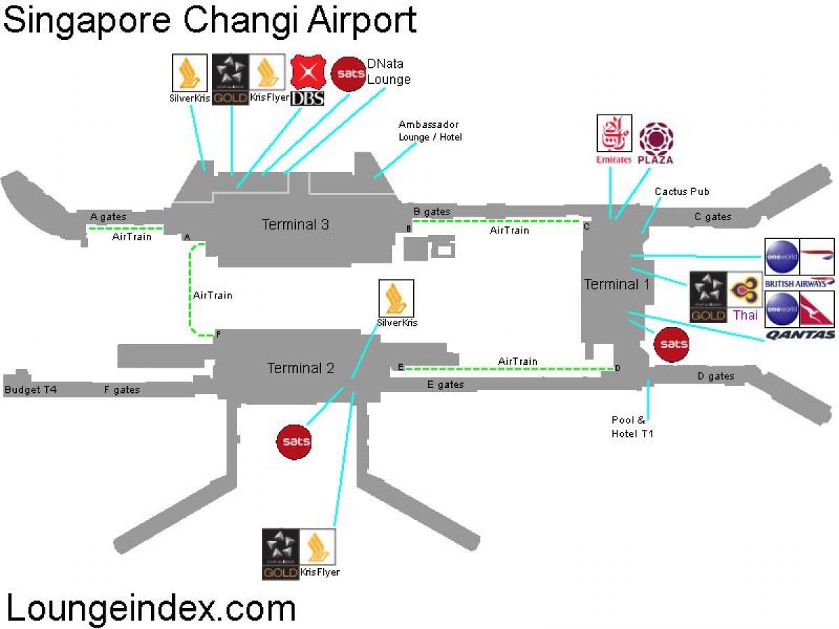 zemljevid Singapur letališče