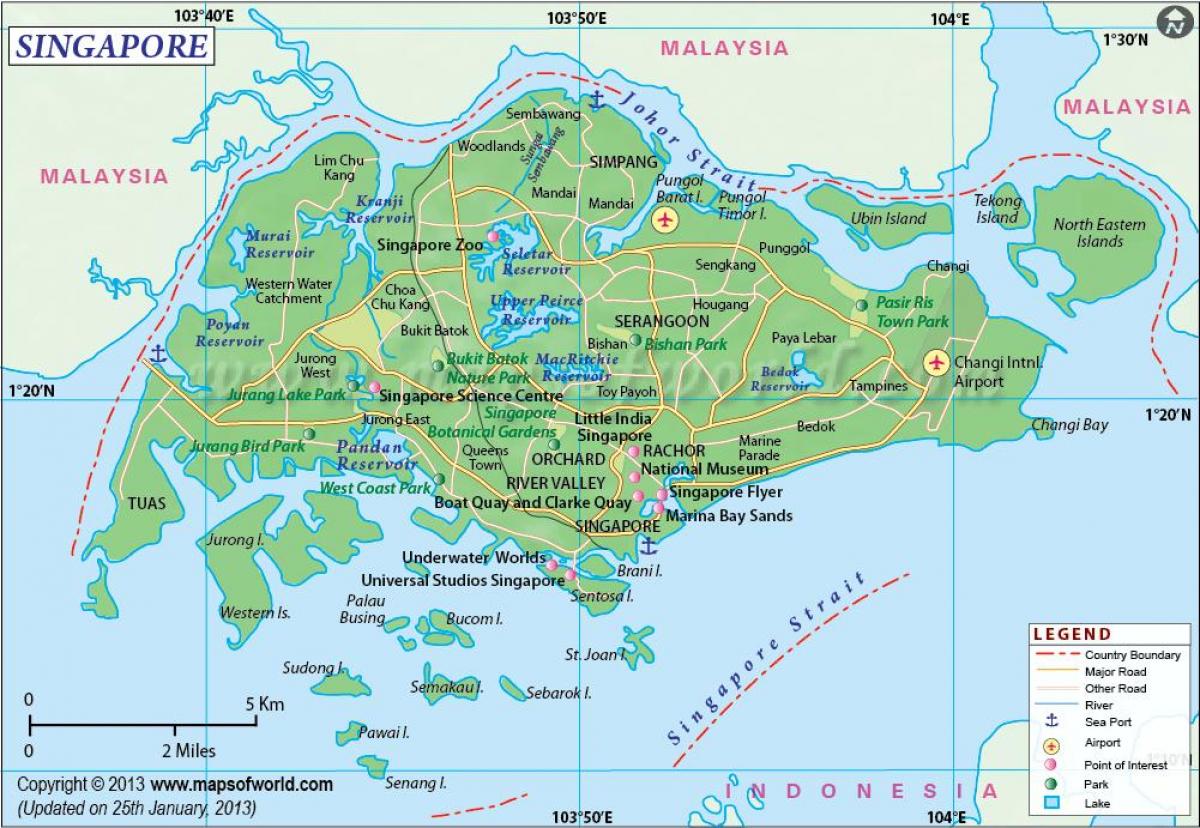 Singapur na zemljevidu