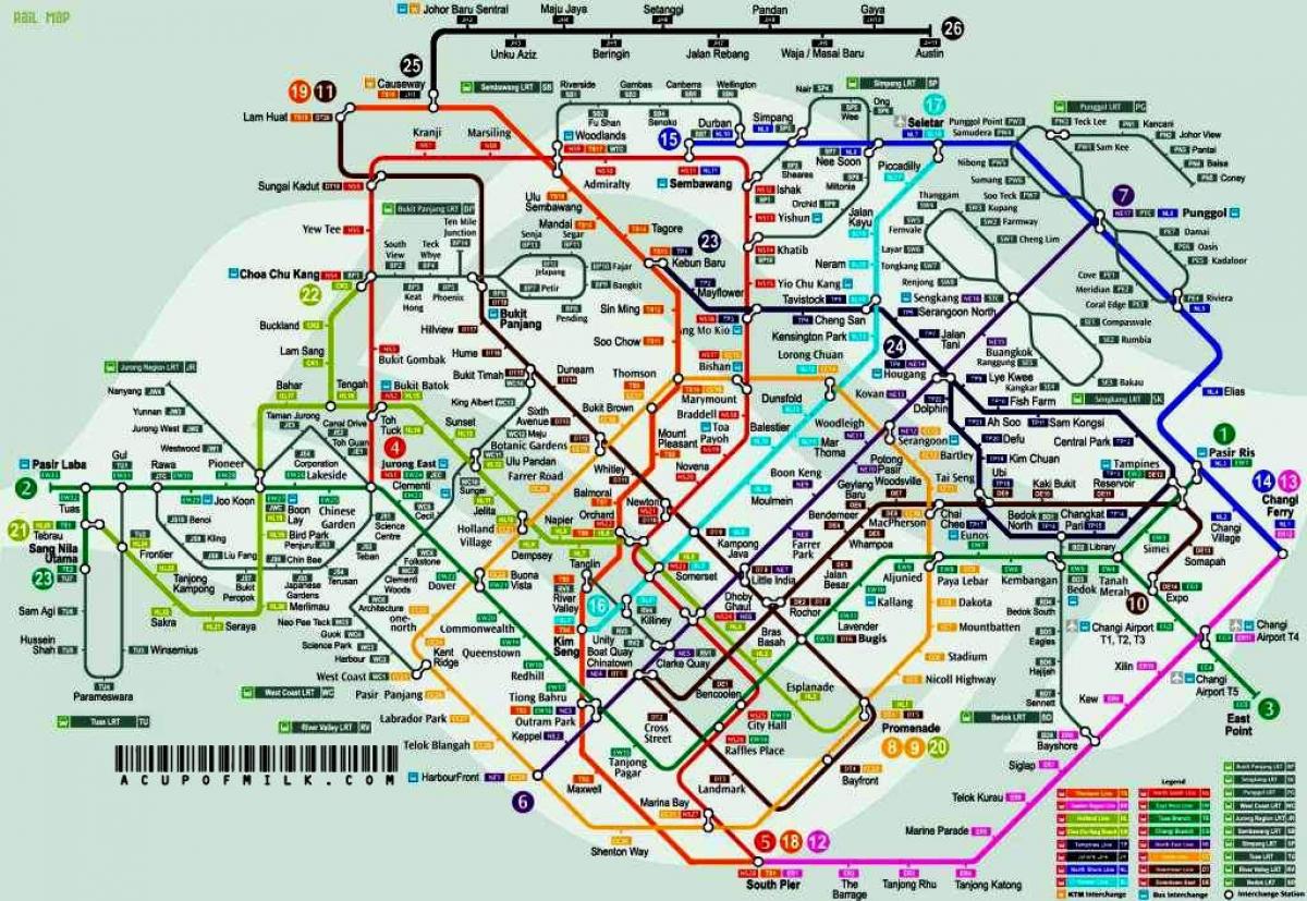 Singapur železniške postaje zemljevid