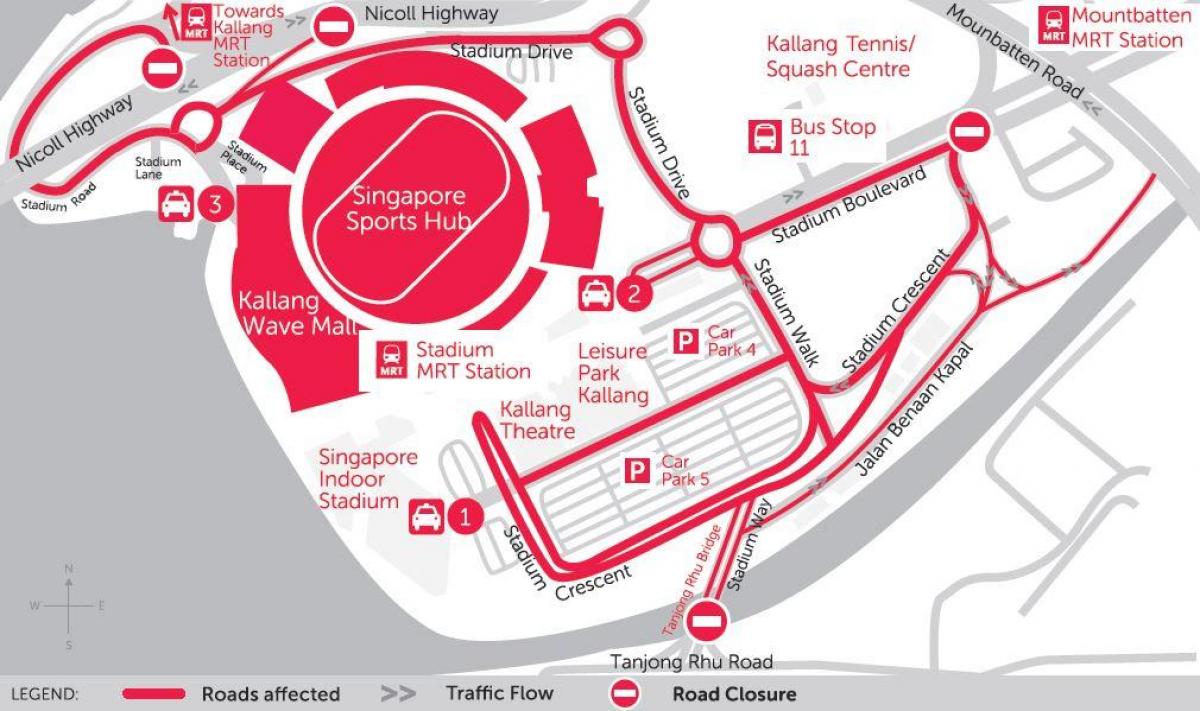 zemljevid Singapur šport hub