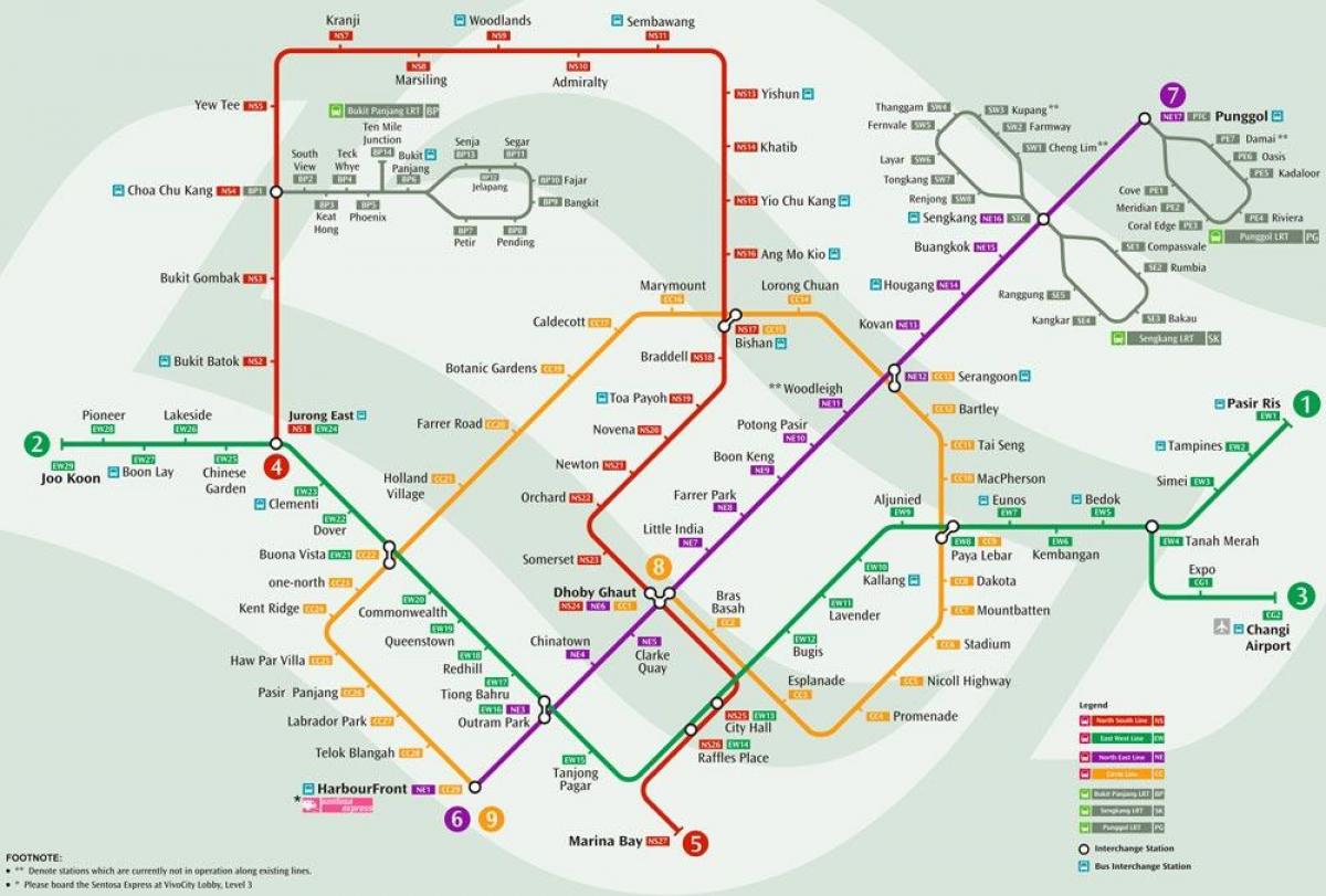 mrt sistem zemljevid Singapur