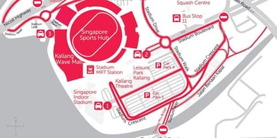 Zemljevid Singapur šport hub
