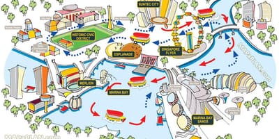 Singapur zemljevid za turistične